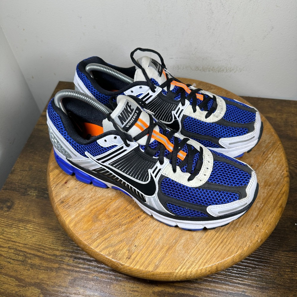 Nike Zoom Vomero 5 Blue Black White Orange Running Shoes CI1694-100 Mens 9.5